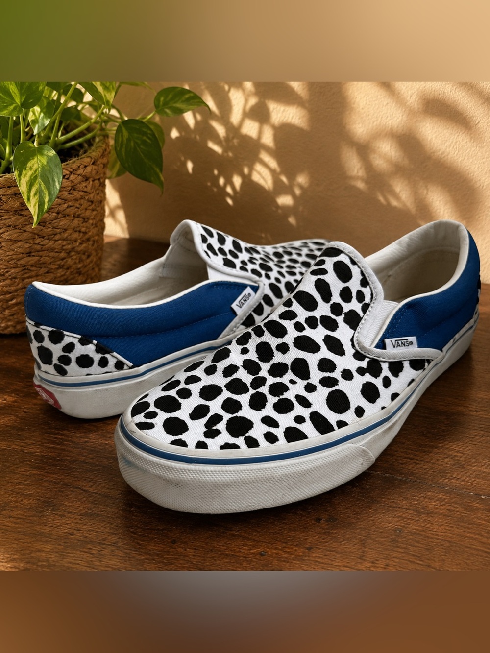 Vans Customs Classic Slip-On Dalmatian Blue Shoes Men’s 7.5 Women’s 9